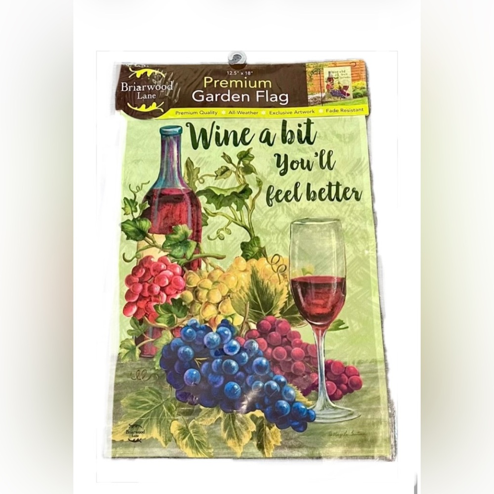 GARDEN FLAG  NWT Briarwood Lane Wine Themed Multicolor 12.5 x 18”